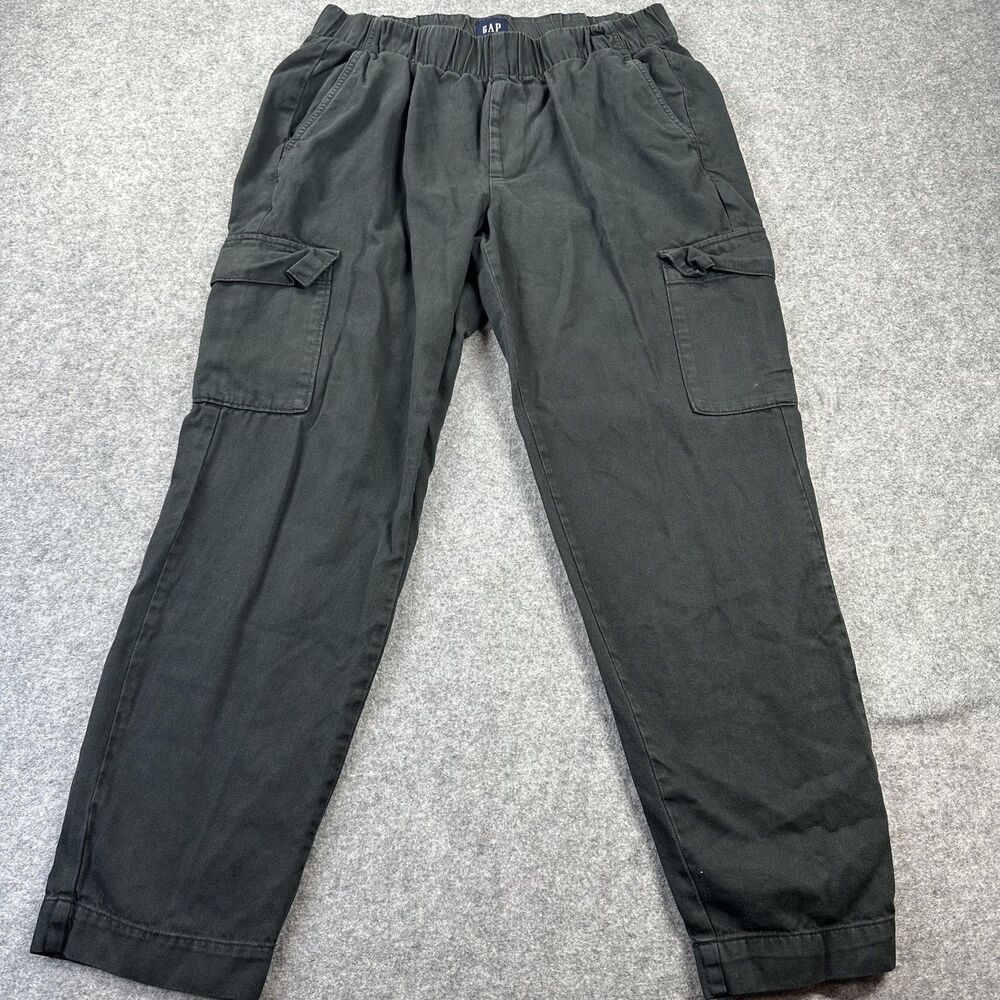 Gap Cargo Pants Womens 34x28 BLK Elastic Waist Relaxed Fit Canvas Casual Travel